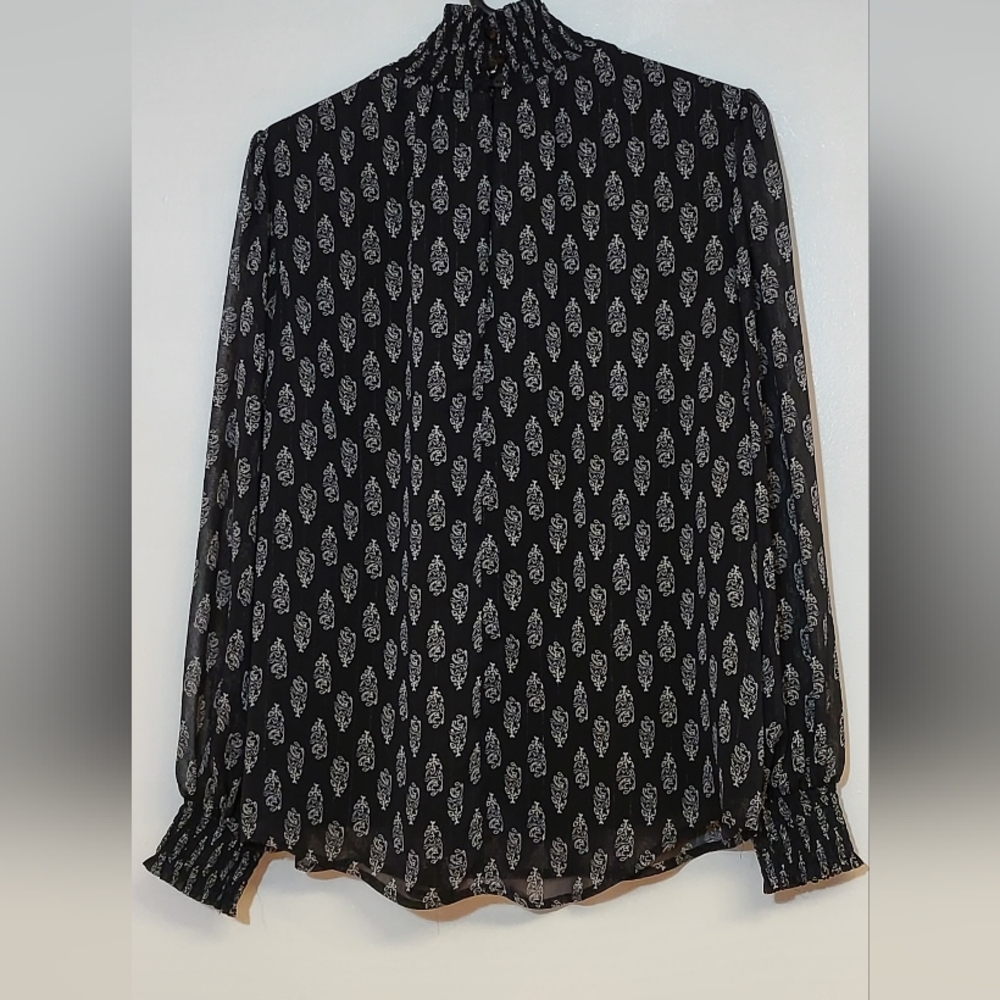 Long Sleeve Turtle Neck Black Blouse